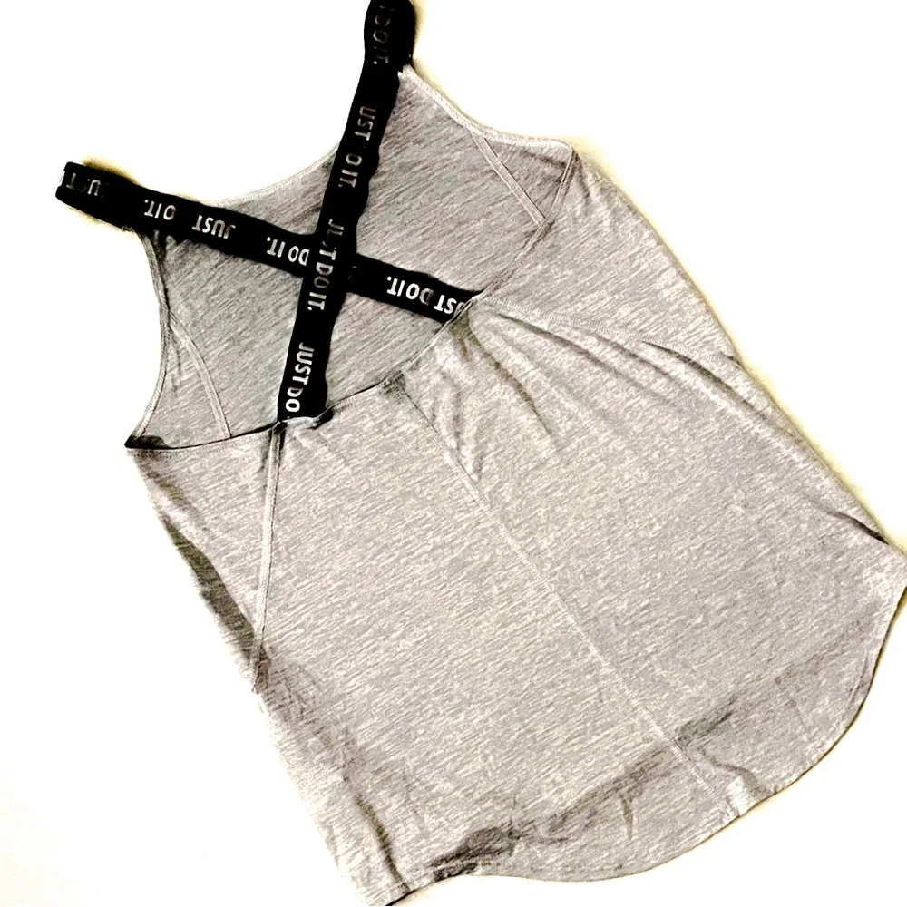 NIKE Just do it Dri-Fit Gray Tank Top with Strap Detail Size XL Girls - Picture 2 of 7